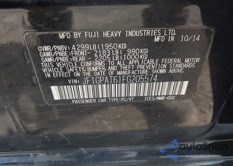 2015 Subaru Impreza 2.0I Sport Premium из США, поврежденный, VIN JF1GPAT61FG205574